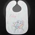 Witte slab met velcro met vogeltje