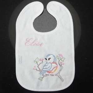 Witte slab met velcro met vogeltje