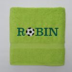 Groen douchelaken voor voetballer Robin