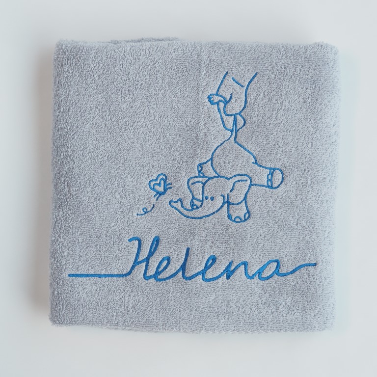 Zilvergrijze handdoek met olifantje