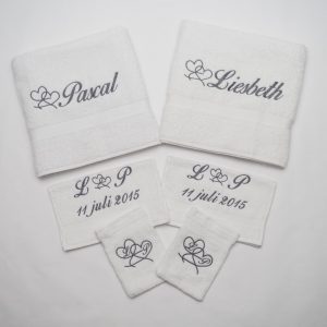 Douchelakens, gastendoekjes en washandjes - huwelijk Pascal en Liesbeth