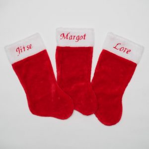 Kerstsokken met naam op geborduurd