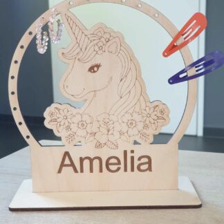 Oorbellen en haarspeldjesstaander _ unicorn
